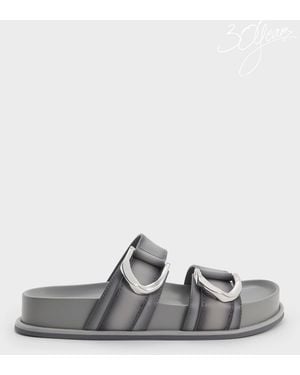 Charles & Keith Gabine Leather Ombre Buckled Sandals - Grey
