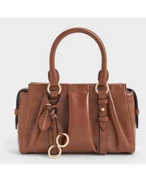Charles & Keith Britton Top Handle Tote Bag - Brown