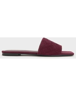 Charles & Keith Ivette Faux Suede Woven Slide Sandals - Purple