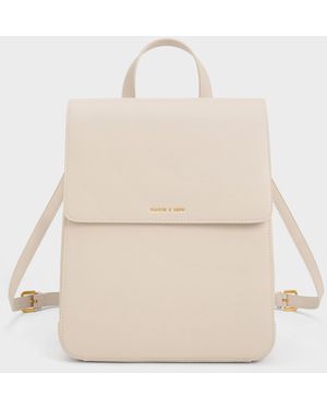 Charles & Keith Octavia Front-Flap Backpack - Natural