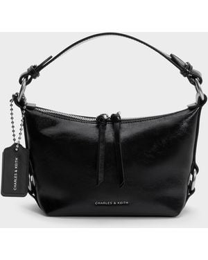 Charles & Keith Tatiana Tassel Hobo Bag - Black