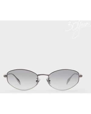 Charles & Keith Celestia Ombre Crystal-Accent Oval Sunglasses - Gray
