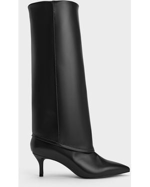 Charles & Keith Pointed Stiletto Knee-High Boots - Black