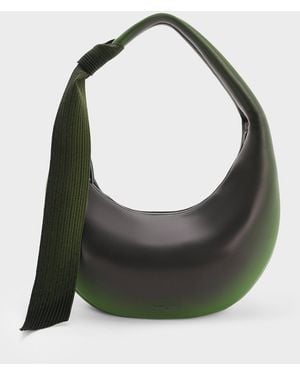 Charles & Keith Toni Gradient Knotted Crescent Hobo Bag - Gray