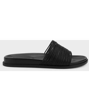 Charles & Keith Fianna Strappy Slide Sandals - Black