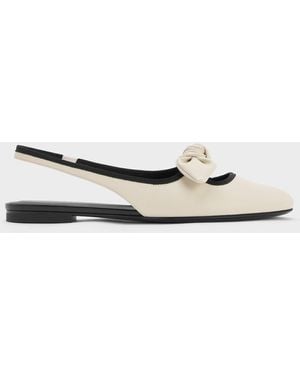 Charles & Keith Knot-Bow Slingback Flats - White
