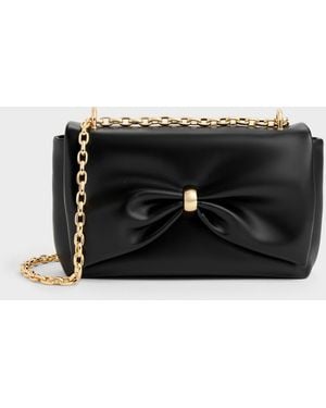 Charles & Keith Halsey Ruched Chain Shoulder Bag - Black