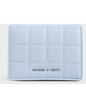 Charles & Keith Cassia Quilted Mini Wallet - Blue