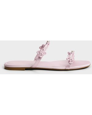 Charles & Keith Orinda Knot-Pearl Slide Sandals - White