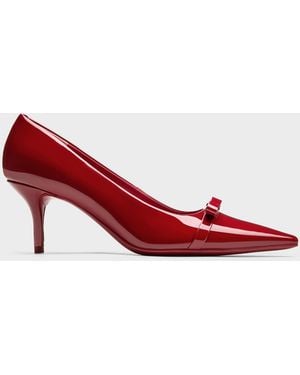 Charles & Keith Dorian Patent Bow Pointed Stiletto Pumps - Red