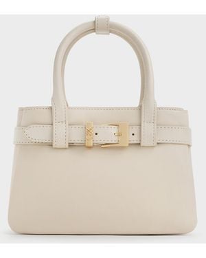 Charles & Keith Jody Leather Belted Tote Bag - Natural