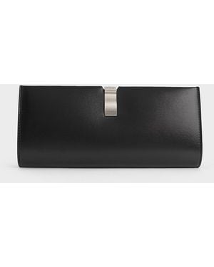 Charles & Keith Wisteria Metallic-Accent Clutch - Black