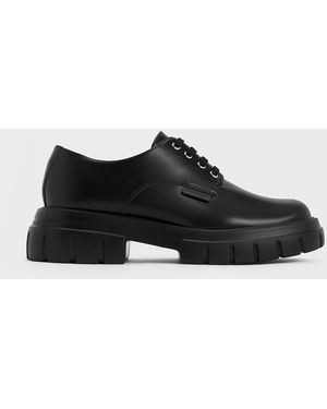 Charles & Keith Lace-up Chunky Oxfords - Black