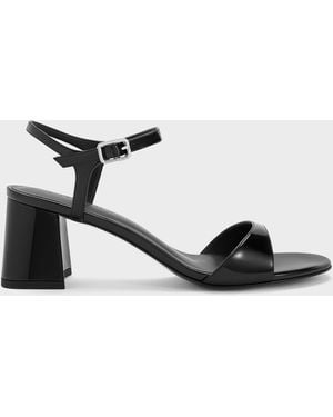 Charles & Keith Patent Ankle-Strap Block-Heel Sandals - Multicolour