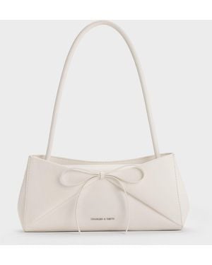 Charles & Keith Hazel Bow Panelled Shoulder Bag - White