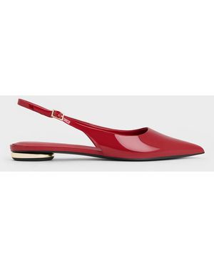 Charles & Keith Patent Pointed-toe Slingback Flats - Red