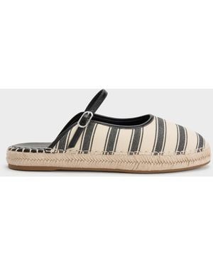 Charles & Keith Striped Mary Jane Espadrille Mules - Multicolour
