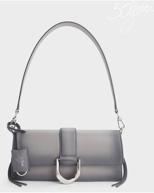 Charles & Keith Gabine Leather Burnished Shoulder Bag - Gray