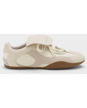 Charles & Keith Nylon & Suede Top-Flap Sneakers - Natural