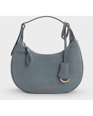Charles & Keith Vega Faux Suede Hobo Bag - Blue