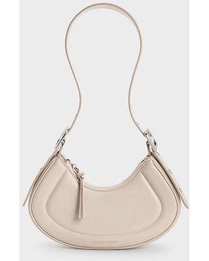 Charles & Keith Petra Curved Shoulder Bag - Natural