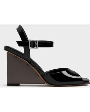 Charles & Keith Patent Translucent-Heel Wedges - White