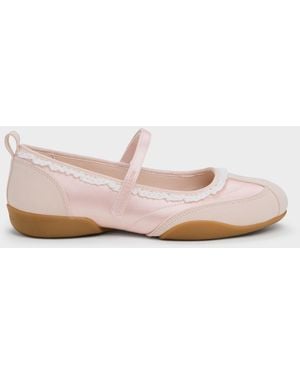 Charles & Keith Louise Lace-Trim Mary Jane Trainers - Pink