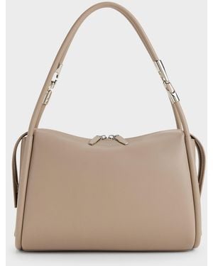 Charles & Keith Lyla Tubular Slouchy Shoulder Bag - Natural
