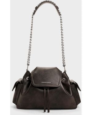 Charles & Keith Noane Side-Pocket Bucket Bag - White