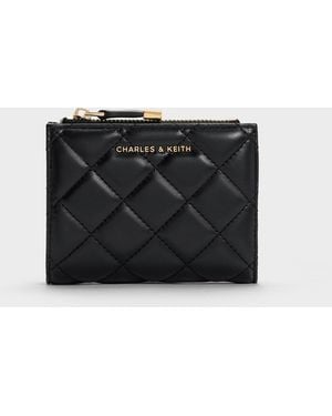 Charles & Keith Alva Quilted Top-zip Small Wallet - Black