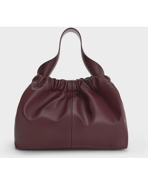 Charles & Keith Ally Ruched Chain-Handle Bag - Purple