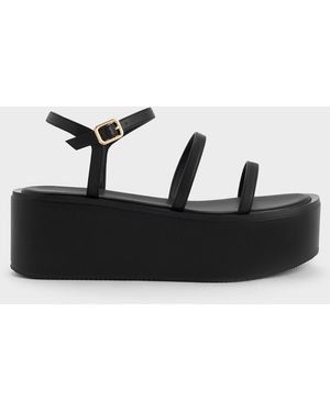 Charles & Keith Strappy Flatform Wedge Sandals - Black