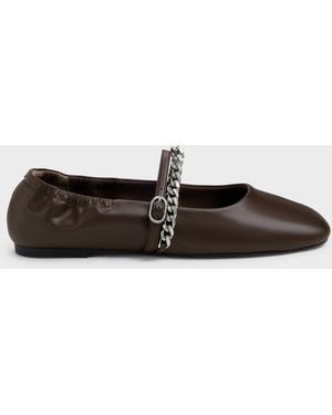 Charles & Keith Georgie Chain Mary Jane Flats - White