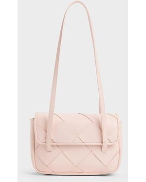 Charles & Keith Maribel Woven Shoulder Bag - Pink