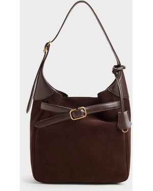 Charles & Keith Victoria Belted Hobo Bag - Brown