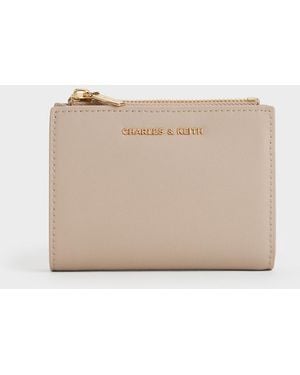 Charles & Keith Harmonee Top-Zip Small Wallet - Natural