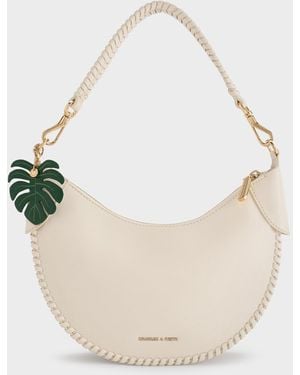 Charles & Keith Blume Braided Curved Hobo Bag - Natural