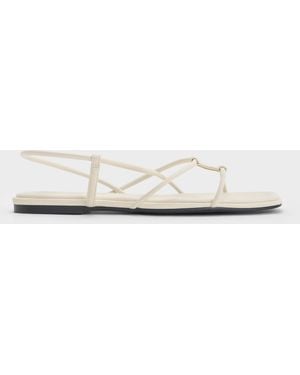 Charles & Keith Square-Toe Strappy Sandals - White