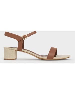 Charles & Keith Block Heel Ankle-strap Sandals - Natural