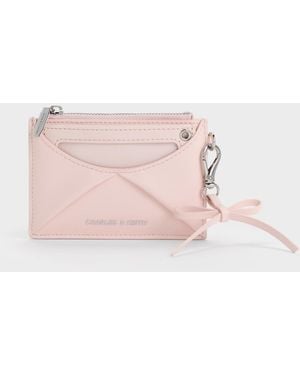 Charles & Keith Hazel Bow Panelled Card Holder - Pink