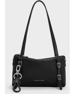 Charles & Keith Mini Levy Nylon Shoulder Bag - White