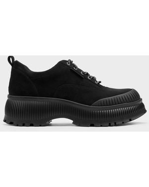 Charles & Keith Darra Faux Suede Ridged-Sole Platform Trainers - Black