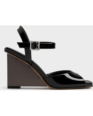 Charles & Keith Patent Translucent-Heel Wedges - White