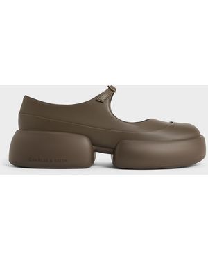 Charles & Keith Jamie Sculptural Platform Mary Janes - Brown
