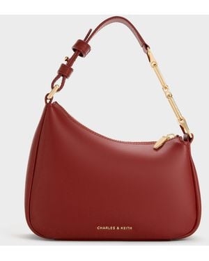 Charles & Keith Mini Agatha Chain-Strap Shoulder Bag - Red