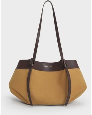 Charles & Keith Calla Faux Suede Tote Bag - White