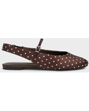 Charles & Keith Imani Polka-Dot Slingback Flats - White