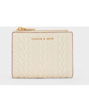 Charles & Keith Apolline Textured Top-zip Wallet - Natural