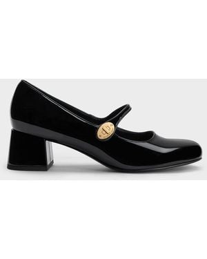 Charles & Keith Hettie Patent Mary Jane Court Shoes - Black