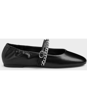 Charles & Keith Georgie Chain Mary Jane Flats - White